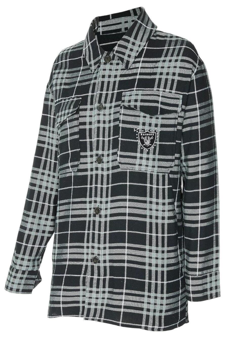 NFL Women's Plaid Flannel Shacket Raiders - Regular